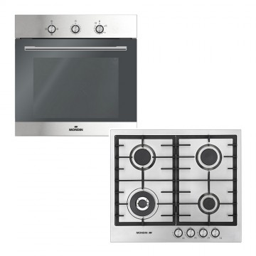 Mondin FM61SG03M2XS + FB604VTGLX Φούρνος Υγραερίου άνω Πάγκου 64lt με Εστίες Υγραερίου Π59.5εκ. Inox